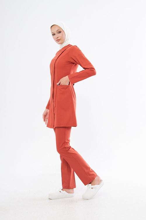 Nef Medikal Elegance Turuncu Tesettür Takım