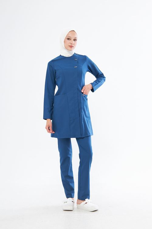Nef Medikal Elegance Petrol Mavi Tesettür Takım
