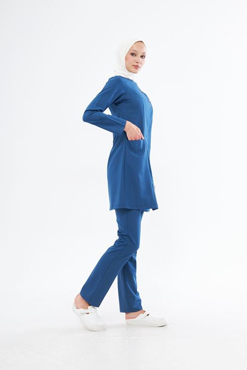 Nef Medikal Elegance Petrol Mavi Tesettür Takım