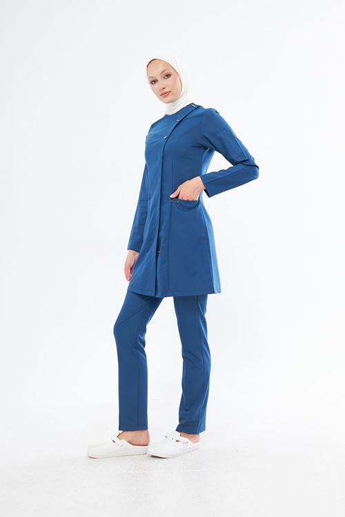 Nef Medikal Elegance Petrol Mavi Tesettür Takım