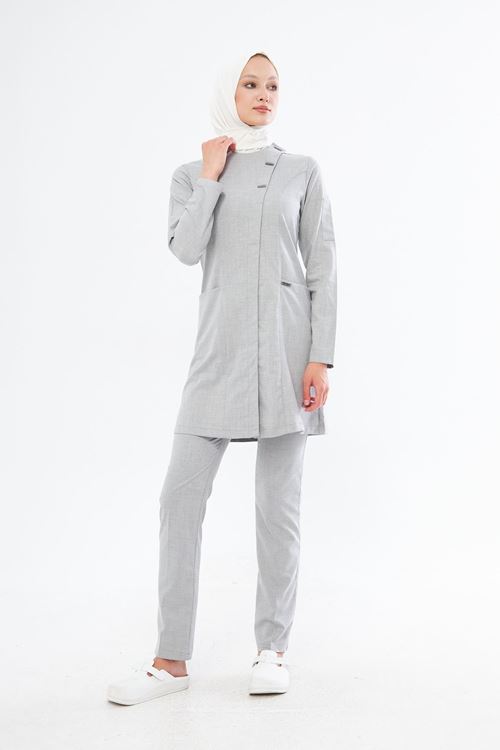 Nef Medikal Elegance Açık Gri Tesettür Takım
