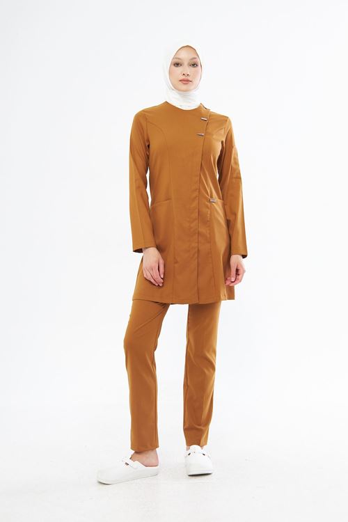 Nef Medikal Elegance Santana Camel Sarı Tesettür Takım