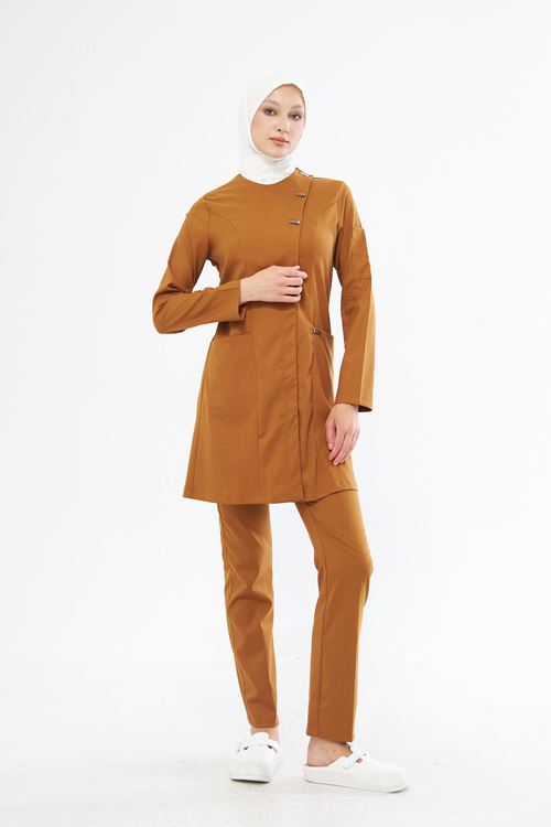 Nef Medikal Elegance Santana Camel Sarı Tesettür Takım