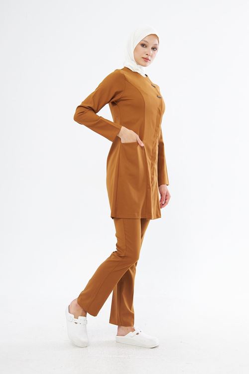Nef Medikal Elegance Santana Camel Sarı Tesettür Takım