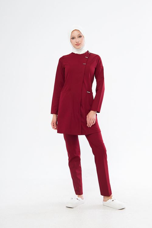 Nef Medikal Elegance Bordo Tesettür Takım