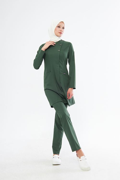 Nef Medikal Elegance Kına Yeşili Tesettür Takım