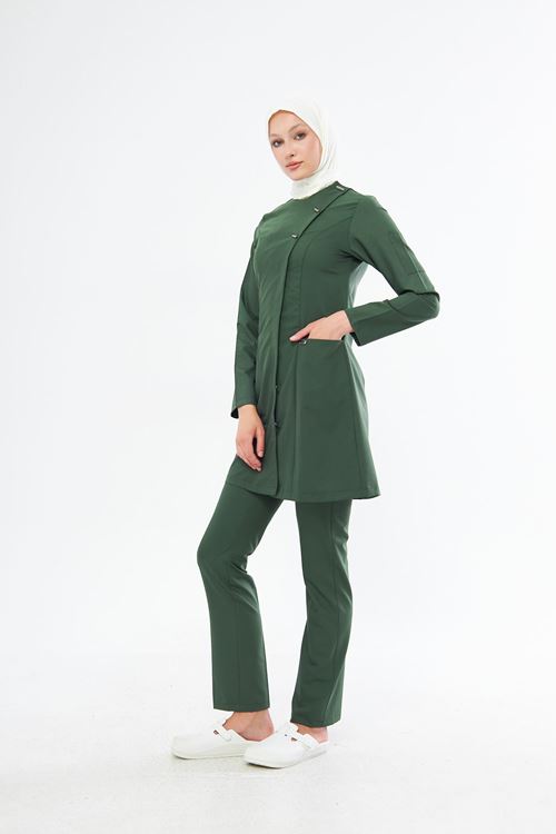 Nef Medikal Elegance Kına Yeşili Tesettür Takım