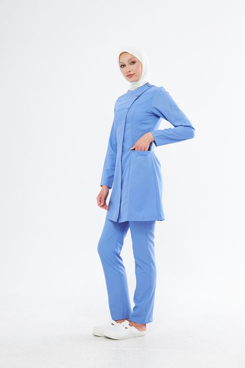 Nef Medikal Elegance Mavi Tesettür Takım
