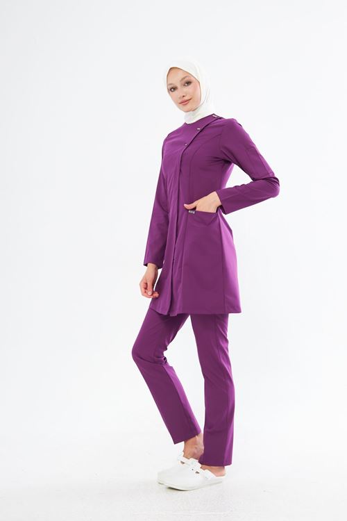 Nef Medikal Elegance Eflatun Tesettür Takım