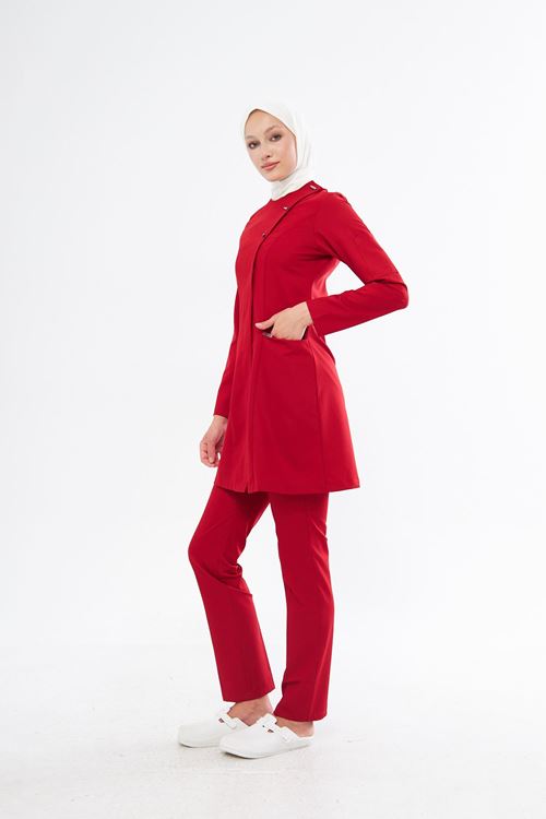 Nef Medikal Elegance Kırmızı Tesettür Takım