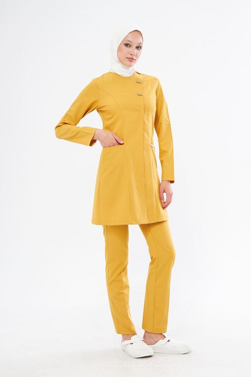 Nef Medikal Elegance Hardal Sarısı Tesettür Takım