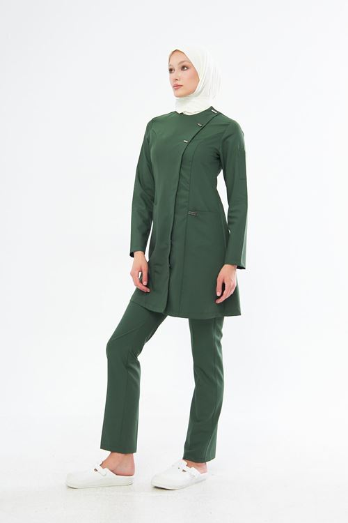 Nef Medikal Elegance Kına Yeşili Tesettür Takım