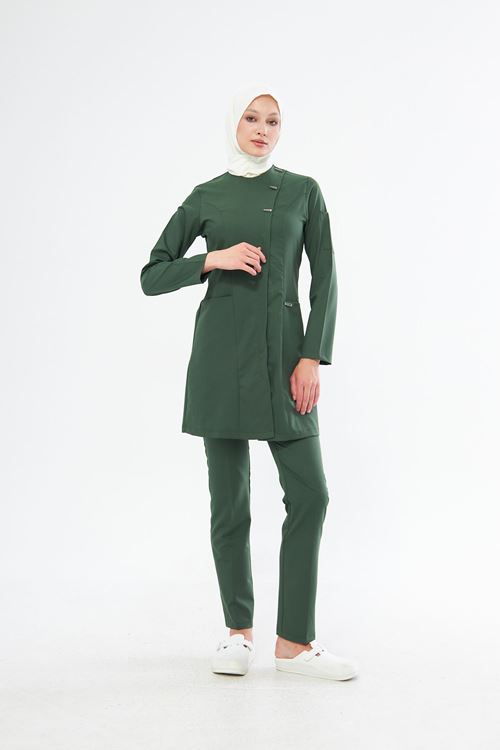 Nef Medikal Elegance Kına Yeşili Tesettür Takım