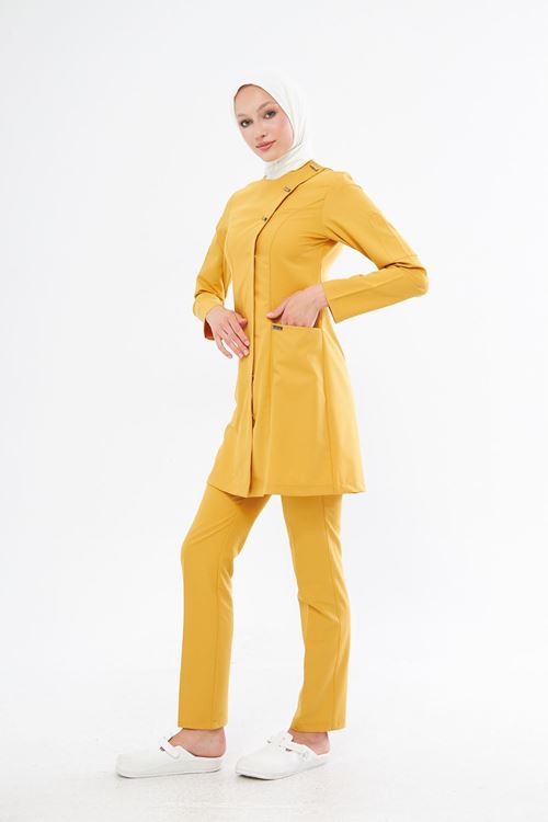 Nef Medikal Elegance Hardal Sarısı Tesettür Takım