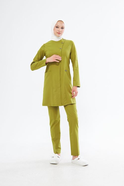 Nef Medikal Elegance Yağ Yeşili Tesettür Takım