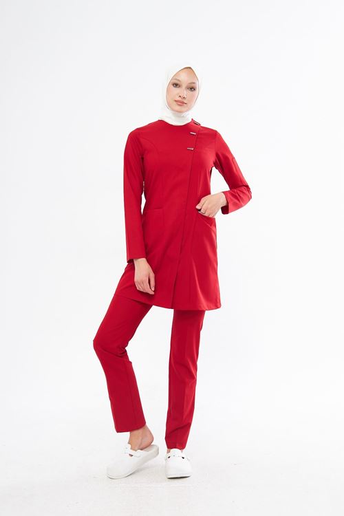 Nef Medikal Elegance Kırmızı Tesettür Takım