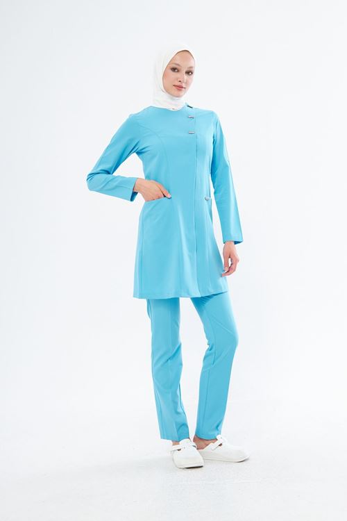 Nef Medikal Elegance Turkuaz Mavi Tesettür Takım