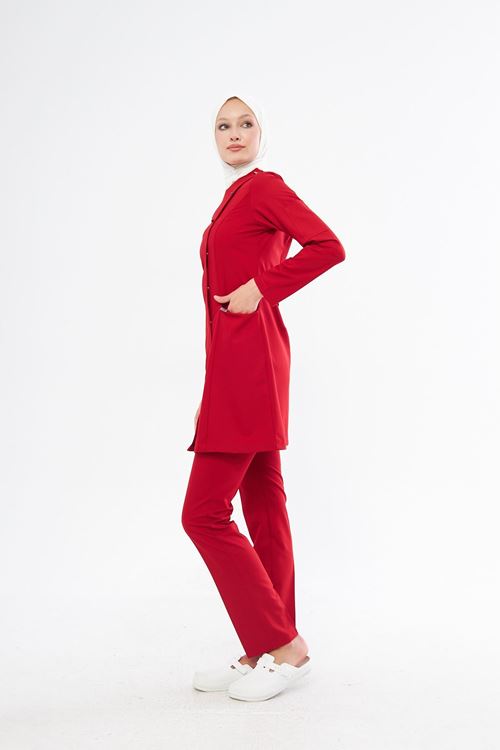 Nef Medikal Elegance Kırmızı Tesettür Takım