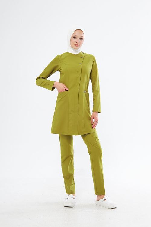 Nef Medikal Elegance Yağ Yeşili Tesettür Takım