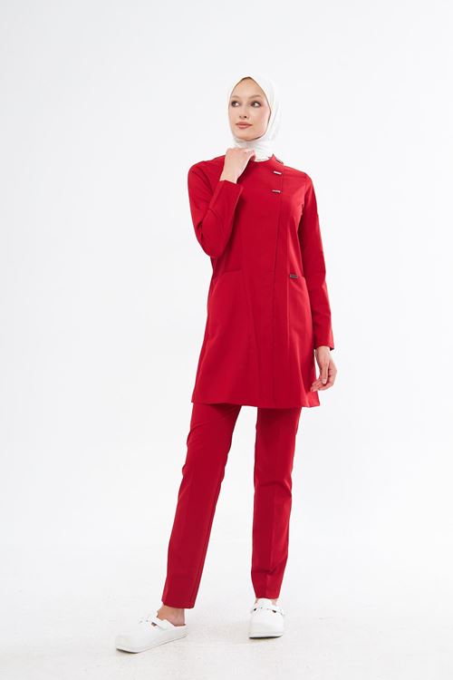 Nef Medikal Elegance Kırmızı Tesettür Takım
