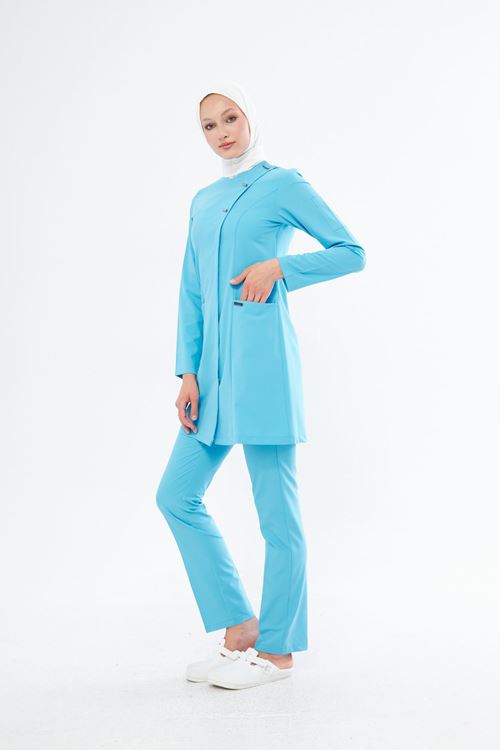Nef Medikal Elegance Turkuaz Mavi Tesettür Takım