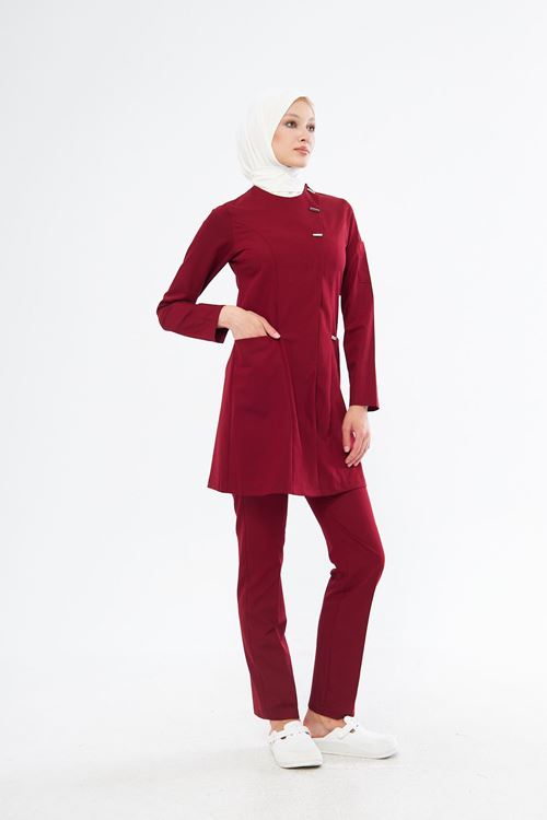 Nef Medikal Elegance Bordo Tesettür Takım