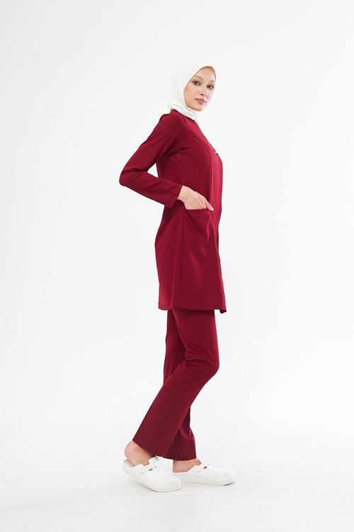 Nef Medikal Elegance Bordo Tesettür Takım