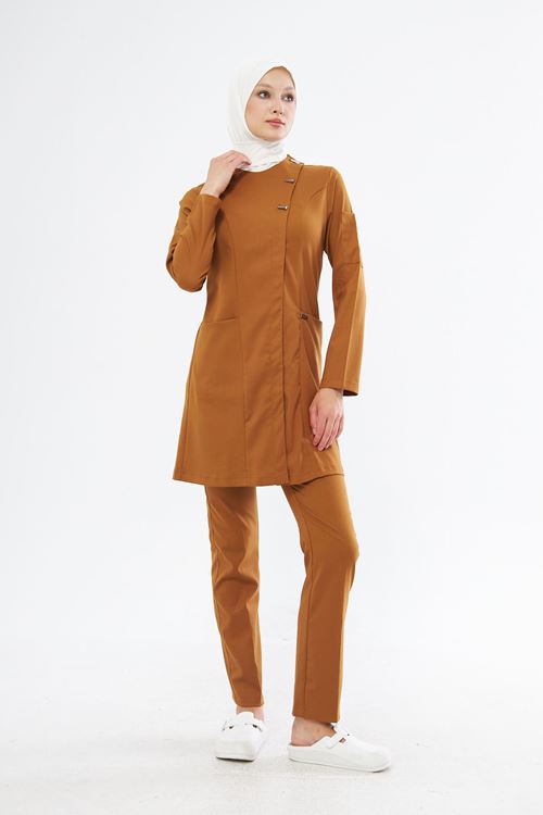 Nef Medikal Elegance Santana Camel Sarı Tesettür Takım