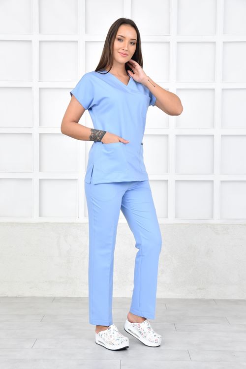 Nefmed Üniforma Greys Bebe Mavi Kadın Takım