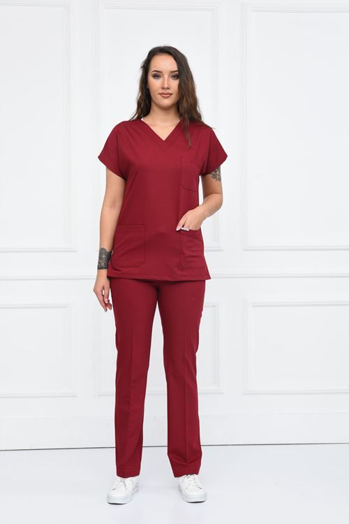 Nefmed Üniforma Greys Bordo Kadın Takım