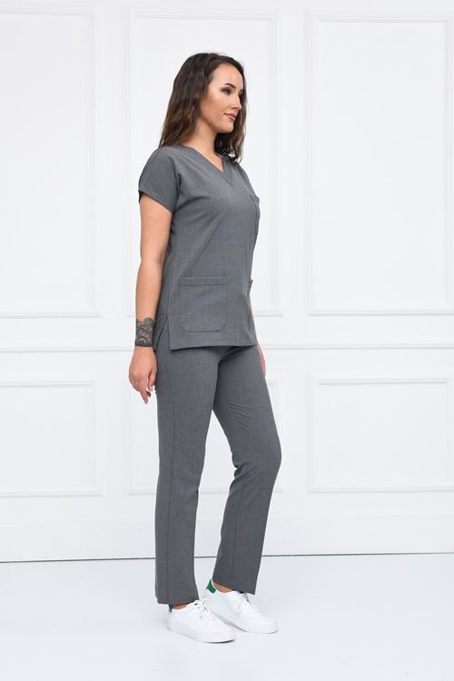Nefmed Üniforma Greys Santana Antrasit Gri Kadın Takım