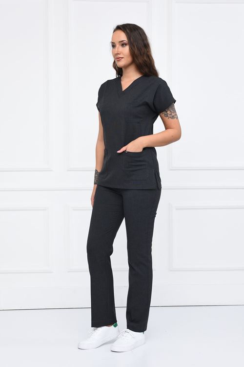 Nefmed Üniforma Greys Santana Koyu Gri Kadın Takım