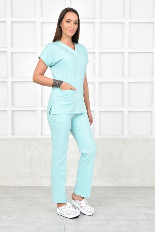 Nefmed Üniforma Greys Su Yeşili Kadın Takım