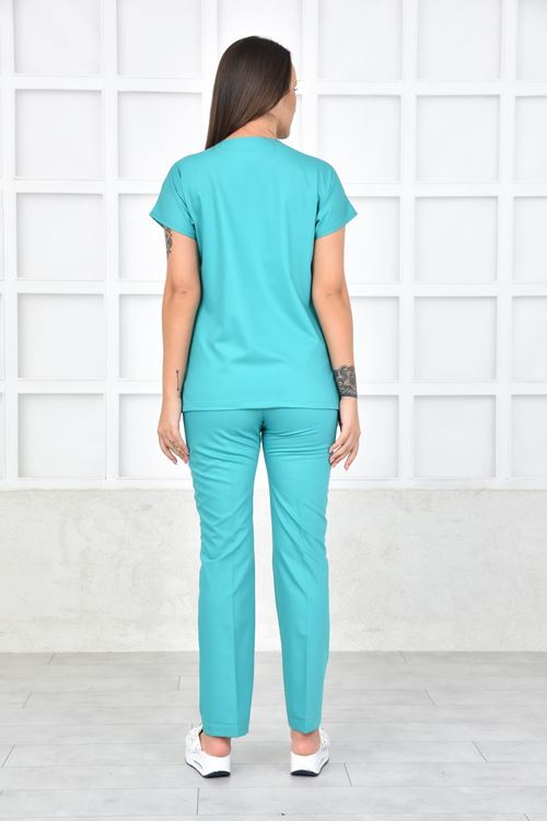 Nefmed Üniforma Greys Turkuaz Yeşili Kadın Takım