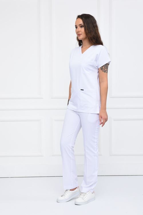 Nefmed Üniforma Greys Beyaz Kadın Takım