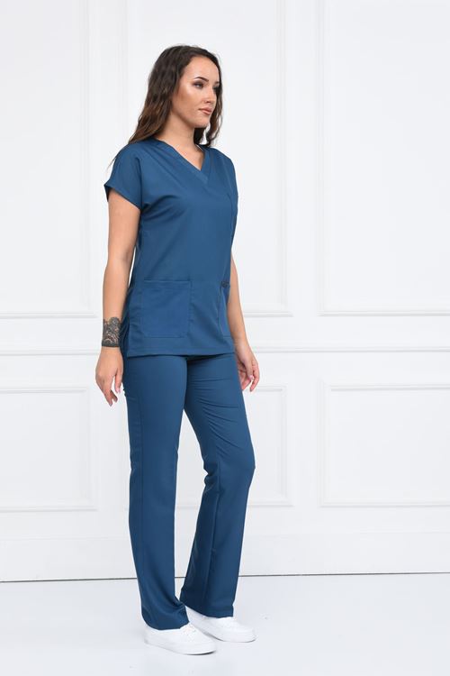 Nefmed Üniforma Greys Petrol Mavi Kadın Takım
