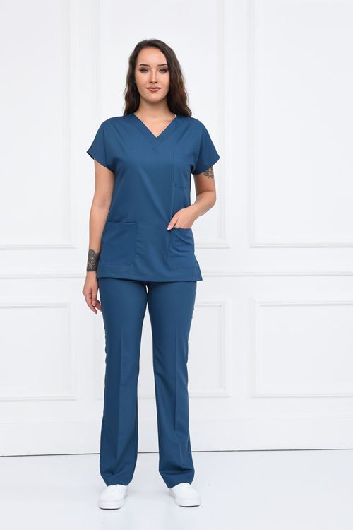 Nefmed Üniforma Greys Petrol Mavi Kadın Takım