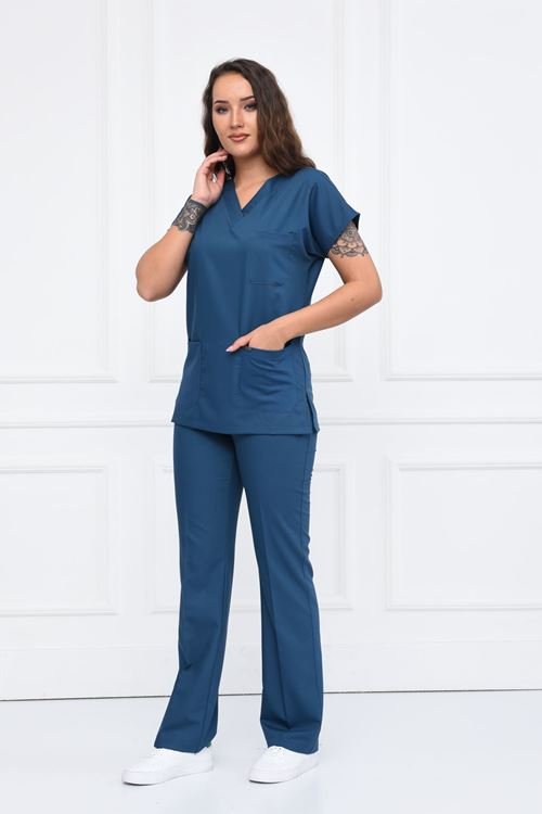 Nefmed Üniforma Greys Petrol Mavi Kadın Takım