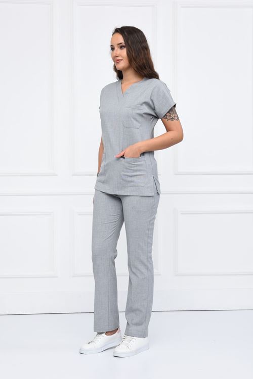 Nefmed Üniforma Greys Santana Açık Gri Kadın Takım