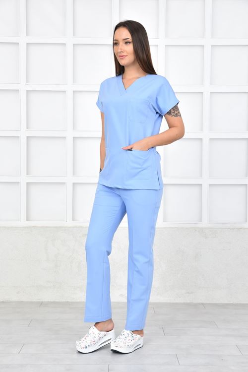 Nefmed Üniforma Greys Bebe Mavi Kadın Takım