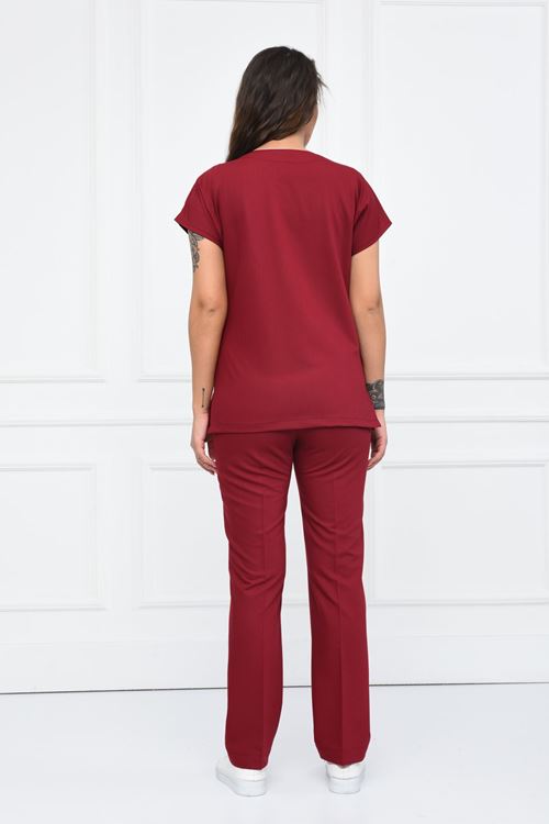 Nefmed Üniforma Greys Bordo Kadın Takım