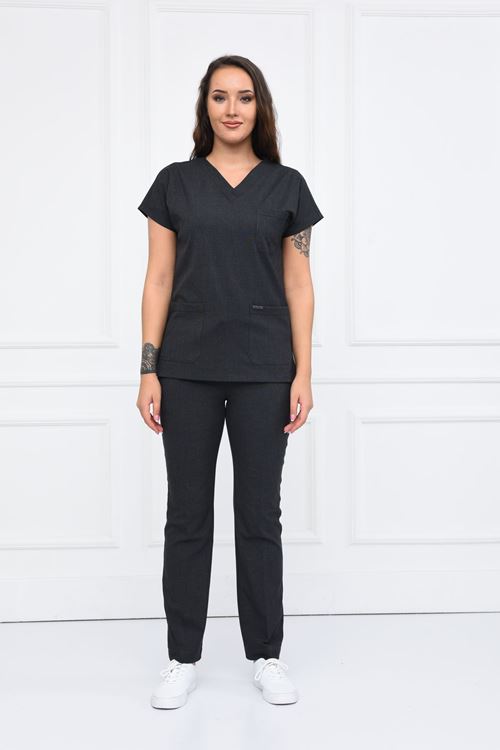 Nefmed Üniforma Greys Santana Koyu Gri Kadın Takım   