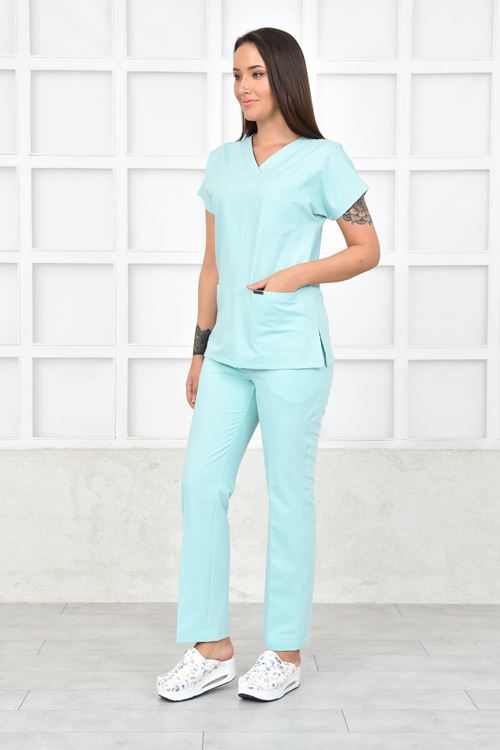 Nefmed Üniforma Greys Su Yeşili Kadın Takım    