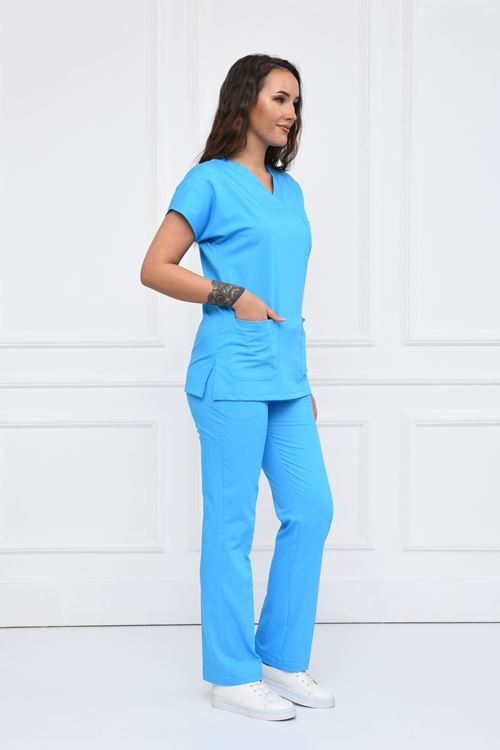 Nefmed Üniforma Greys Turkuaz Mavi Kadın Takım     