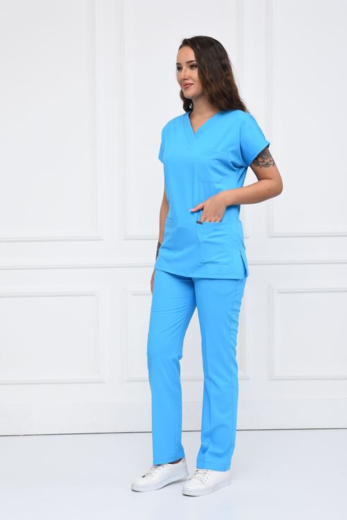 Nefmed Üniforma Greys Turkuaz Mavi Kadın Takım     