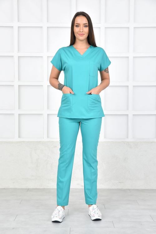 Nefmed Üniforma Greys Turkuaz Yeşili Kadın Takım
