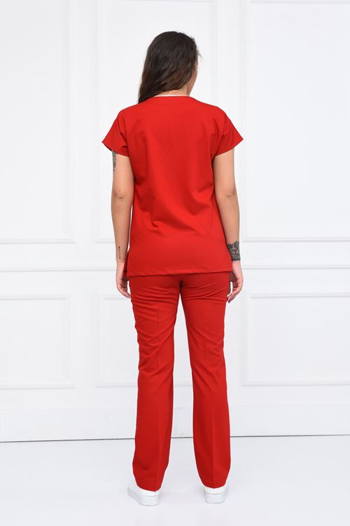 Nefmed Üniforma Greys Kırmızı Kadın Takım