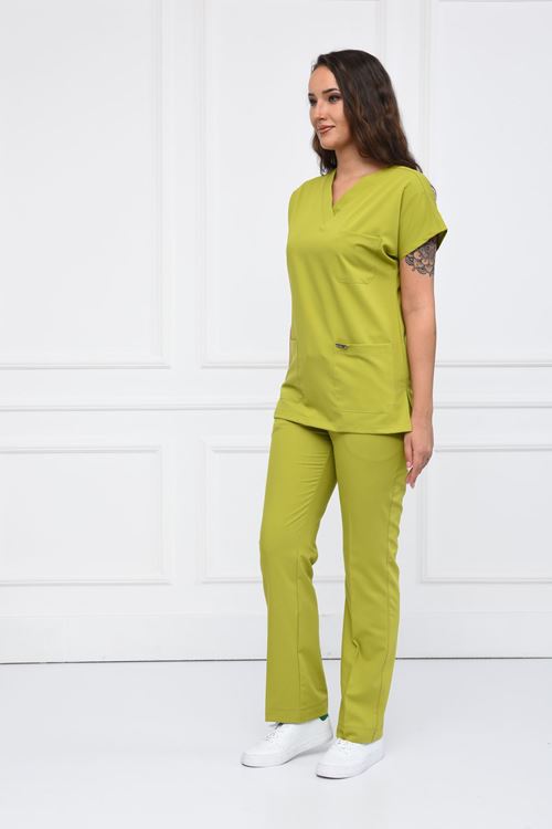 Nefmed Üniforma Greys Yağ Yeşili Kadın Takım