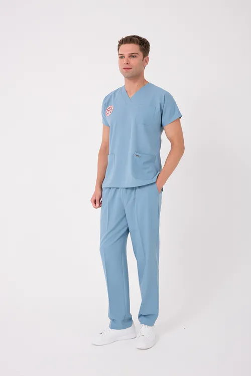 Erkek Takım Hekim/Doktor Forması Alaskan Blue