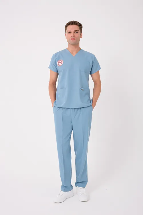 Erkek Takım Hekim/Doktor Forması Alaskan Blue